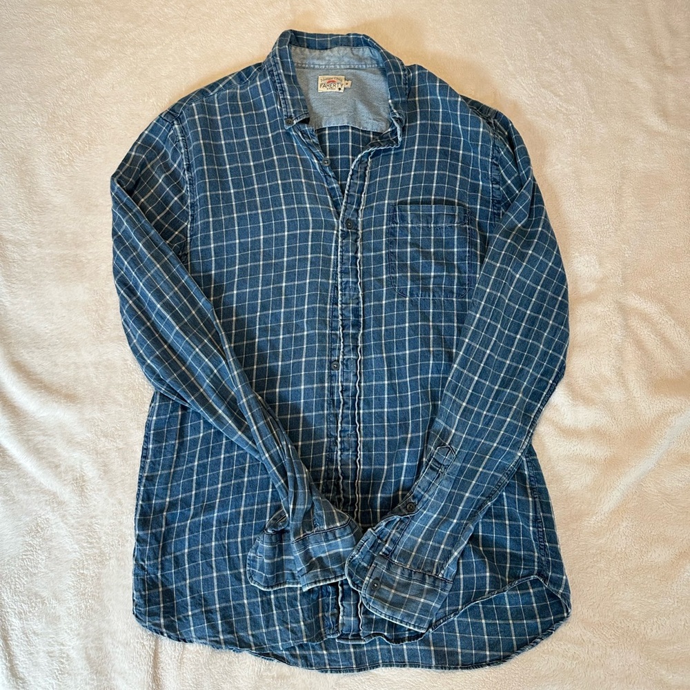 Men's Faherty Blue Checkered Shirt